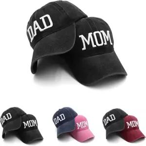 엄마 아빠 모자 아버지의 날 엄마의 새 선물 부부 부모님을 위한 자수 조절 야구