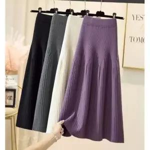 여성 겨울 스웨터 치마 A라인 골지 니트 롱 스커트