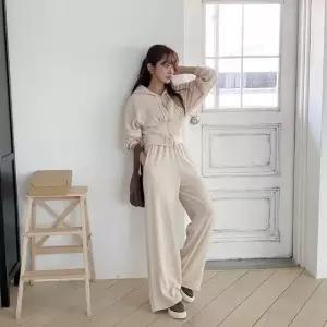 와이드팬츠 팬츠 후드집업 세트 여자슬랙스 여자 (WFKC179)