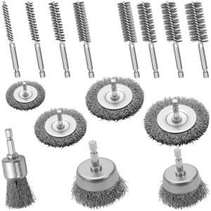 파워 드릴 세트용 1/4인치 육각 생크가 포함된 월툴 15Pcs 연마 브러시에는 카본 스틸 와이어 컵 브러시