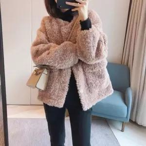 동계 빈티지 부드러운 숏 프렌치 모피 램스울 코트 여자코트 원템4