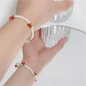 사러왕여성 비즈 반지 체리 비즈팔찌 원석 팔찌 커플반지 우정반지 비즈반지 실반지 꽃반지 우정 선물