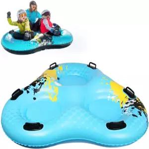 3인승 스노우 튜브 썰매 55인치 팽창식 헤비 듀티 6개의 강화 손잡이가 있는 두꺼운 바닥 선물용 겨울 야외