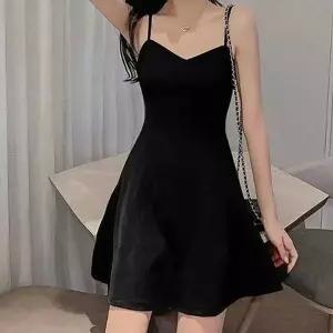 모던 블랙 슬림 라인 뷔스티에 원피스