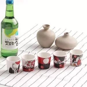 오광 소주잔 일본사케잔 도자기 술잔 세트 특이한소주잔 커플소주잔 이색소주잔 오광소주잔