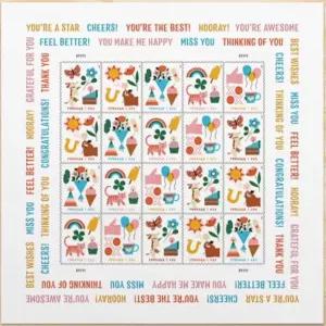 Thinking of You 20장 퍼스트 클래스 메일 포에버 우표 2023 Scott 58035807