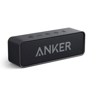 Anker Soundcore 업그레이드된 블루투스 스피커, IPX5 방수, 스테레오 사운드, 24시간 재생 시간, , 삼성 등을 위한 휴대용 무선 스피커 (블랙)