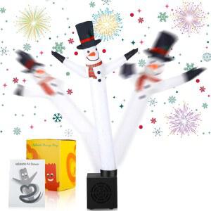 포엔 크리스마스 눈사람, 풍선 튜브 남자 선물 눈사람 미니 재미있는 농담 실내 파티 장식용 송풍기 팔 날리기 장난감 데스크탑