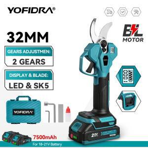요피드라 32mm 브러시리스 전동 전지가위 2단 무선 과수원 정원 분재 미화 도구 (마키타 배터리 핀용)