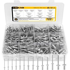 500피스 알루미늄 풀 리벳 둥근 머리 및 접시  문 창문용 블라인드 개방형 세트