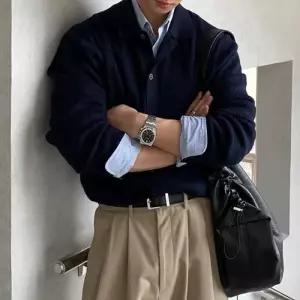 가디건 카라 데일리 출근룩 니트 댄디 남성
