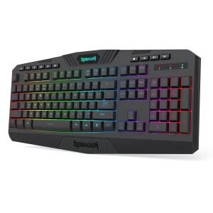 레드라곤 K503 무선 게이밍 키보드, 3모드(2.4G / BT USB), RGB LED 백라이트, 멀티미디어 키, 윈도우 PC 게임용 손목 받침대가 있는 풀 프로그래머블 사일런트 멤브레인 키보드(블랙)