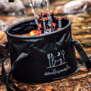 접이식 물바구니 설거지통 휴대용 접는 방수 통물통 놀이 미니멀캠핑용품 용통 가방 캠핑통 버킷 라운드 바