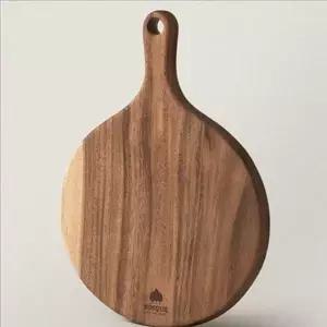 우드 원형 도마 플레이팅 손잡이 도마 주방용 캄포 선물 통원목