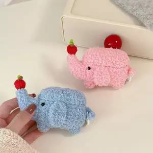 에어팟 4 3 2 1 세대 프로 귀여운 사과 코끼리 인형 겨울 뽀글이 니트 뜨개 털 케이스 고리 키링