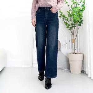 [103st] 융기모 밴딩 스판 와이드 청바지/여성 겨울 밍크 통청바지 빅사이즈 S~3XL