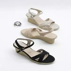 여성 샌들 스트랩 푹신한 키높이 웨지힐-WFICL0Z