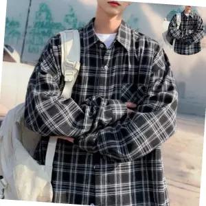 남성 남자 긴팔 남방 빅사이즈 오버핏 타탄 체크 셔츠