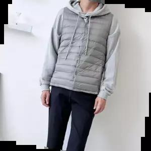 간절기패딩 오리털 베이직 브이넥 간절기 이너 경량 패딩조끼