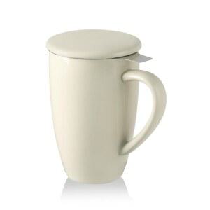 인퓨저와 뚜껑이 있는 스웨자르 도자기 티 머그컵 필터가 티웨어 루즈 티컵 스테퍼 메이커 차 / 커피 우유 여성 사무실 가정 선물 (베이지)