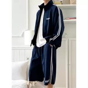 남자 투라인 트랙 집업 트레이닝 자켓+와이드 버뮤다 7부 세트 국민반바지 운동복