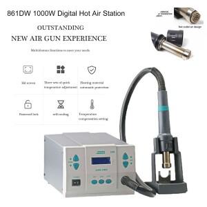 861DW 1000W 디지털 열풍기 (3채널, 비밀번호 보호 및 자동 냉각 기능 포함) - SMD 납땜 제거 재작업에 이