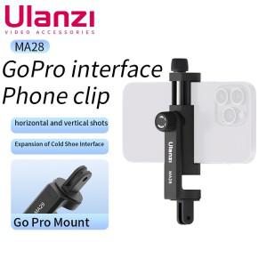 Ulanzi MA28 삼각대 마운트 범용 360 학위 휴대 전화 클립 Gopro 채우기 라이트 폰 마이크 콜드 슈 홀더 클