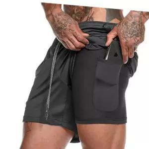 남성 헬스 스포츠 러닝 내장 포켓 레깅스 2in1팬츠