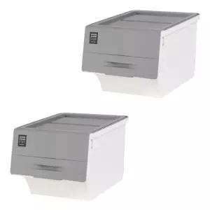 창신리빙 리빙박스 오픈도어 수납 정리 대 그레이 2P