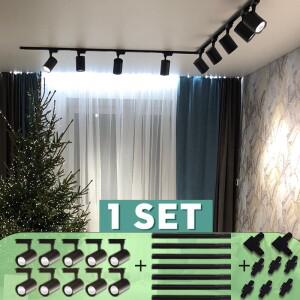 LED 트랙 조명 세트 220V 스포트라이트 12/20/30/40W 레일 COB 천장 램프 거실 의류 매장 상점 홈