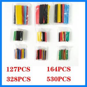 127/164/328/530pcs 열 수축 튜브 키트 수축 모듬 폴리올레핀 절연 슬리브 열 수축 튜브 와이어 케이블 2:1