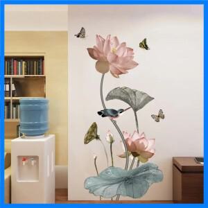 탈부착 PVC 연꽃 벽 스티커 거실 침실 벽지 벽 아트 홈 데코 크리스마스 2025