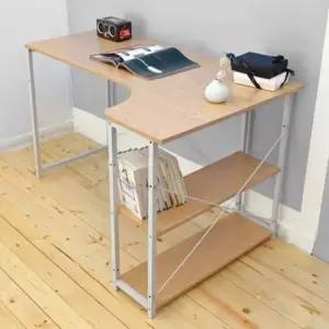 방수테이블 L자 1인 흰색상다리 선반형 학업용책상 철제책상 고등학생책상 중학생책상