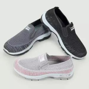 메쉬 키높이 슬립온 운동화 남녀공용 미끄럼방지 워킹화 편안한 발등 밴딩 신발