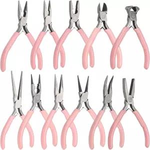하핑턴 11pcs 주얼리 플라이어 키트 제작 펜치 도구 바늘/원형/끝 커터/벤트/긴/평평면 노즈 와이어 커터