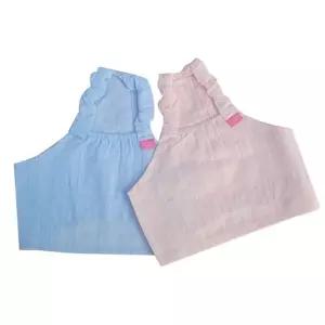 러블리나시(블루)강아지의류 강아지옷 애견 반려견 애견티 체크 민소매 프릴 강아지 애완견