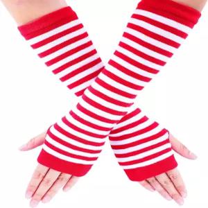 여성용 롱 핑거리스 장갑 니트 팔 워머 엄지 구멍 신축성 할로윈 코스프레 액세서리
