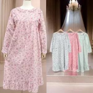 [다잇템] 여성 롱슬리브 긴팔원피스 에이라인 면원단 파자마_20404682_588872