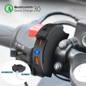 호환상품 QC3.0 바이크 오토바이 USB  충전기 30W  C 포트 소켓 방수 핸들 바 장착 브래킷 자전거 모토 전
