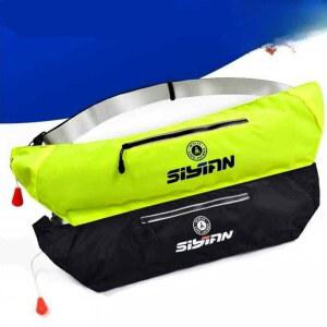 샤크팡 허리구명조끼 해양 허리 자동 프 해수부 워터파크 부력 팽창식 빨간색 CO2 이즈