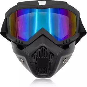 포비티 오토바이 고글 탈부착 가능한 페이스 마스크가 있는 방풍 먼지 자전거 헬멧 라이딩