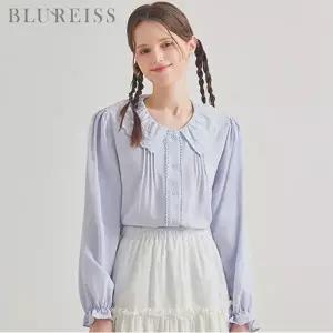 [블루레이스] 펀칭 프릴 카라 블라우스_B6S1BL5241