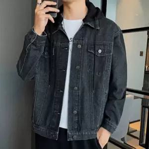 후드탈부착 후드 자켓 연청 스판데님 스판 숏 빈티지 블랙진 봄 [f8764D4]