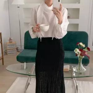 여자 스카프 봄하객룩 빅사이즈 시스루 롱 블라우스