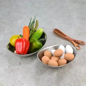 고급 무광식기 스텐 타원볼 10cm/14cm