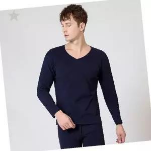 남성 발열 내의 세트 브이넥 긴팔 상하의 겨울 보온 따뜻한 밀착 착용감 베이직