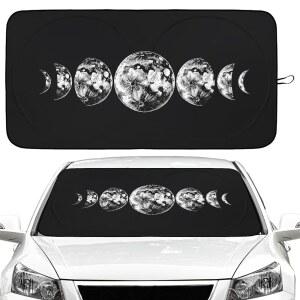 문 페이즈 자동차 앞유리 선쉐이드 폴더블 전면 창문 커버 선바이저 프로텍터 액세서리(59x27.5인치)