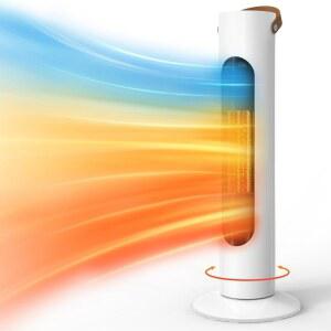 실내용 25인치 전기 공간 히터, 2-IN-1 타워 히터 및 팬 콤보, 70 진동, 2S 순간 난방, 1500W, 3가지 난방 모드, 침실 오피스 홈용 휴대용 스노우화이트