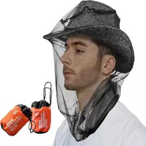 곤충을 위한 모기 머리 그물망 2팩 얼굴 목 파리 하이킹 야외 낚시 정원 가꾸기 검은색을 벅스 그나츠