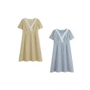 케이쇼핑 체크나염 롱 원피스 하객룩 데이트룩 여름옷